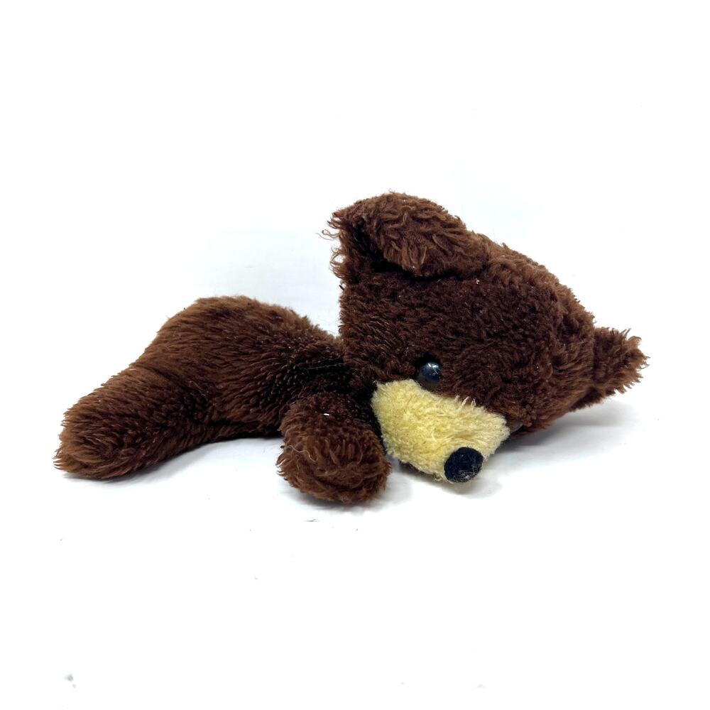 Vintage‎ Teddy Bear Red Tongue Plush 7" Laying Down Nut Shell Stuffed Lovey